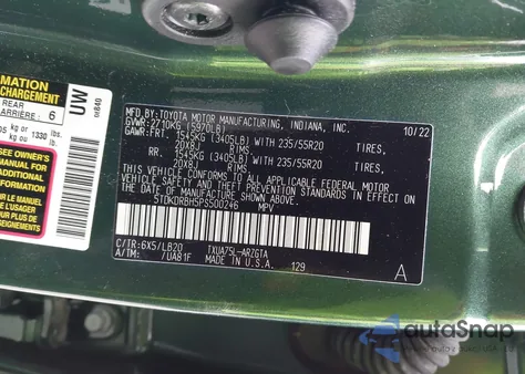 2023 Toyota Highlander Limited из США, поврежденный, VIN 5TDKDRBH5PS500246